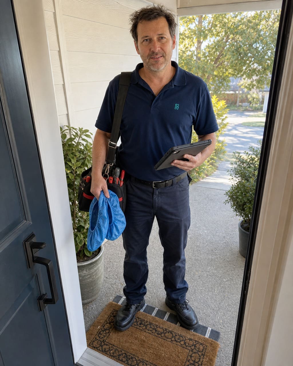 Sub-Zero Hayward Appliance Repair technician arriving at the door of a Hayward, CA home for a built-in refrigerator service call